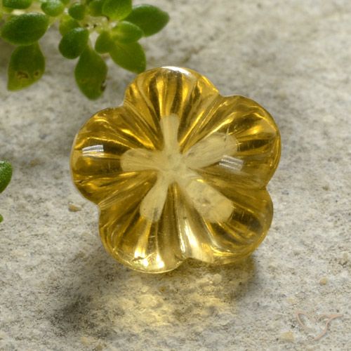 2.18ct 天然 深い黄色 シトリン, フラワーカット, 透明