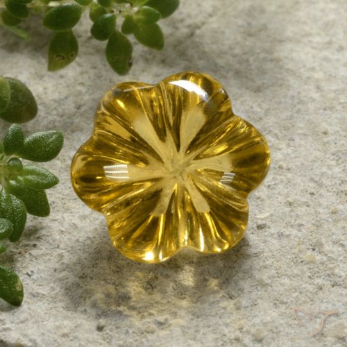 2.39ct 天然 ハニーイエロー シトリン, フラワーカット, 透明