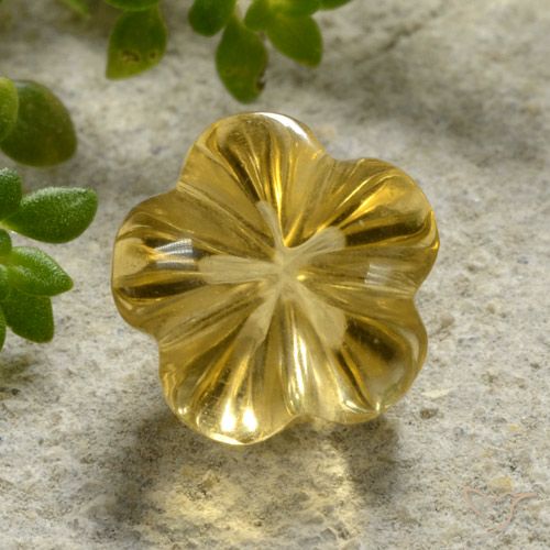 2.15ct 天然 ハニーイエロー シトリン, フラワーカット, 透明