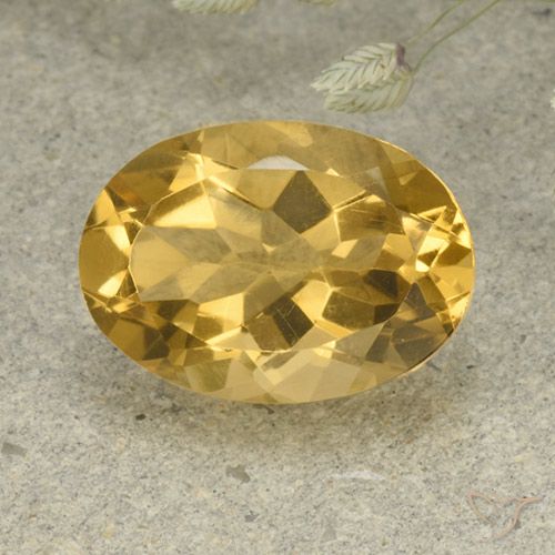 5.43ct 天然 ミディアムゴールデン シトリン, 楕円形, VVS-VS