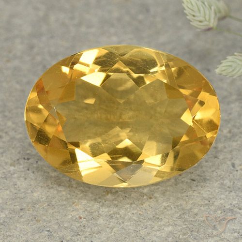 4.99ct 天然 ミディアム薄いゴールデン シトリン, 楕円形, VVS-VS