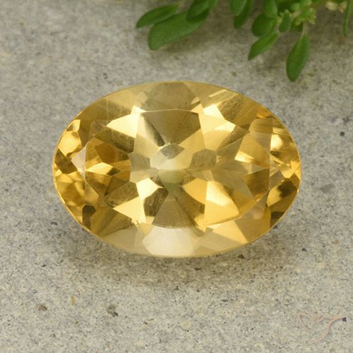 5.68ct 天然 ミディアムゴールデン シトリン, 楕円形, VVS-VS