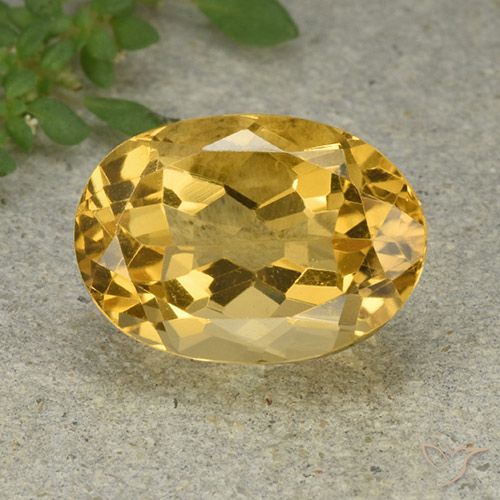 6.40ct 天然 ミディアム薄いゴールデン シトリン, 楕円形, VVS