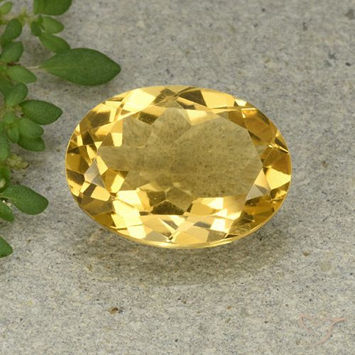 5.06ct 天然 ミディアム薄いゴールデン シトリン, 楕円形, VVS-VS