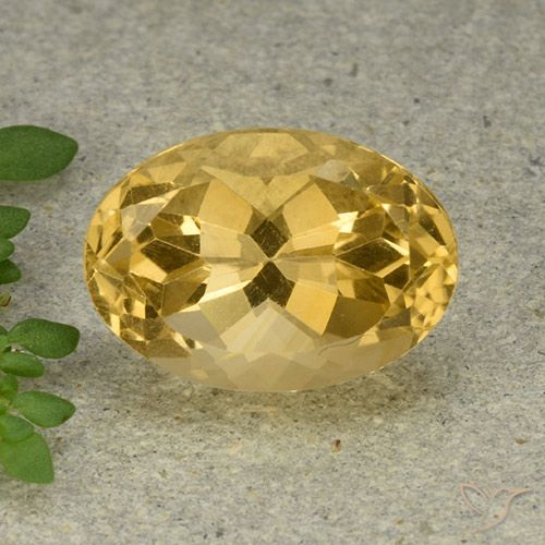6.14ct 天然 ミディアムゴールデン シトリン, 楕円形, VVS-VS