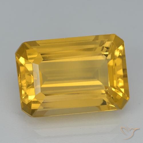 6.99ct 天然 ミディアムゴールデン シトリン, エメラルドカット, VVS