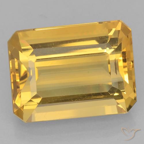 10.85ct 天然 ミディアムゴールド シトリン, エメラルドカット, VVS