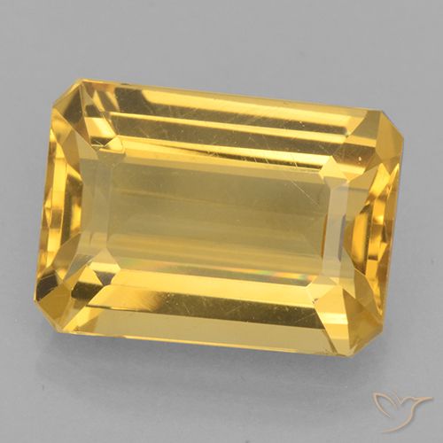 6.45ct 天然 ゴールド シトリン, エメラルドカット, VVS