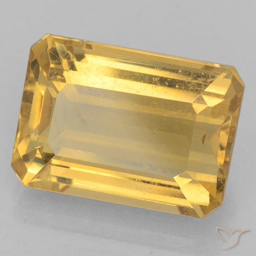 7.69ct 天然 ゴールド シトリン, エメラルドカット, VVS-VS