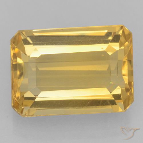 7.40ct 天然 明るいゴールド シトリン, エメラルドカット, VVS
