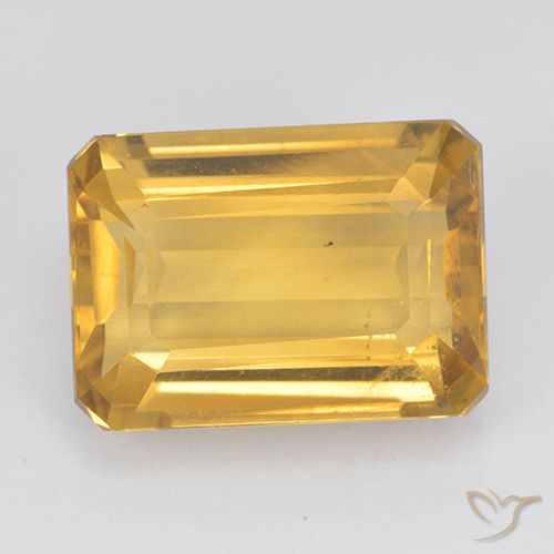 7.50ct 天然 明るいゴールド シトリン, エメラルドカット, VVS-VS