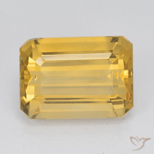 7.78ct 天然 ミディアムゴールド シトリン, エメラルドカット, VVS