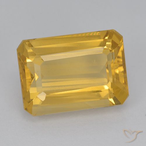 6.72ct 天然 ミディアムゴールデン シトリン, エメラルドカット, VVS-VS