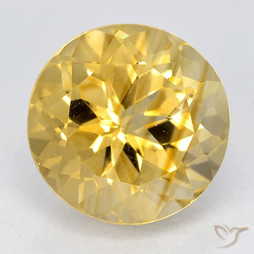 6.16ct 天然 ミディアムゴールド シトリン, ラウンド, VVS