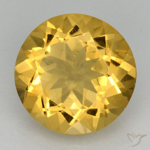 5.42ct 天然 ミディアムゴールデン シトリン, ラウンド, VVS