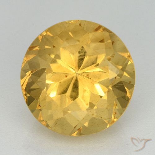 6.95ct 天然 ミディアムゴールデン シトリン, ラウンド, VVS-VS