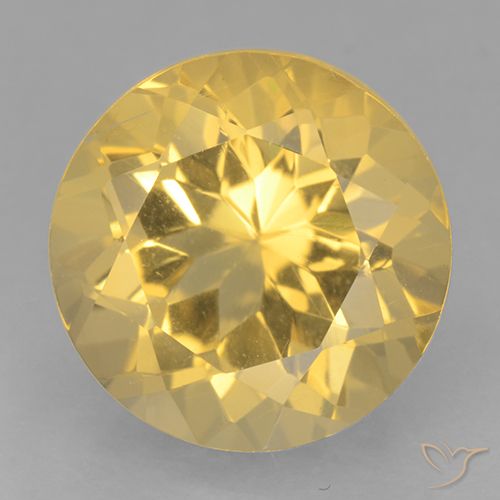 6.07ct 天然 ミディアムゴールデン シトリン, ラウンド, VVS