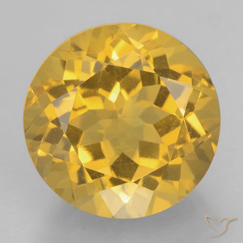 6.39ct 天然 ミディアムゴールド シトリン, ラウンド, VVS