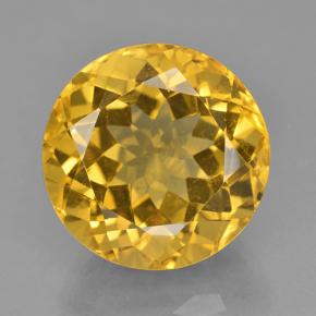 12.60カラットの天然ゴールデンイエローシトリン（15.04 mm・ラウンドカット）