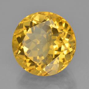 12.60カラットの天然ゴールデンイエローシトリン（15.04 mm・ラウンドカット）
