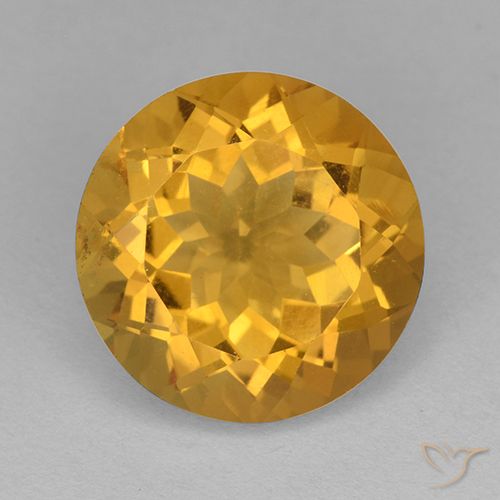 6.21ct 天然 濃いゴールデンオレンジ シトリン, ラウンド, VVS