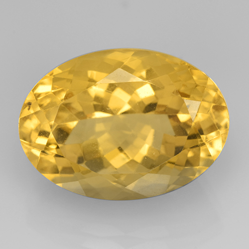13.95カラットの天然ゴールデンシトリン（18.1×13.1 mm・オーバルカット）