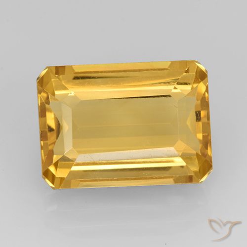 7.87ct 天然 ミディアムゴールド シトリン, エメラルドカット, VVS