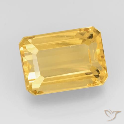 8.25ct 天然 明るいゴールド シトリン, エメラルドカット, VVS