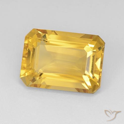 7.73ct 天然 ミディアムゴールド シトリン, エメラルドカット, VVS