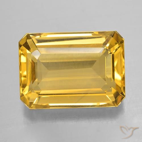 7.25ct 天然 明るいゴールド シトリン, エメラルドカット, VVS-VS
