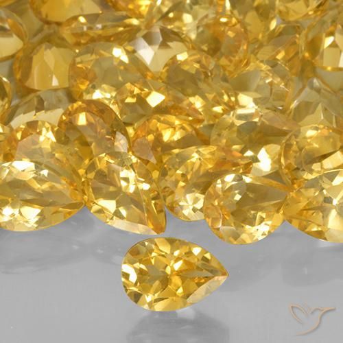 0.64ct 天然 ミディアムゴールデン シトリン, 洋梨の形, VVS-VS