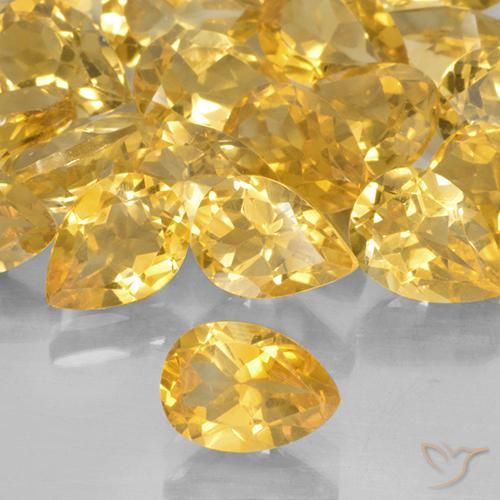 0.66ct 天然 ミディアムゴールデン シトリン, 洋梨の形, VVS-VS