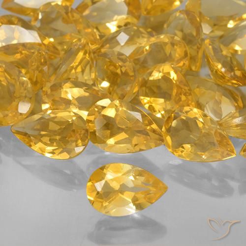 0.73ct 天然 ゴールドオレンジ シトリン, 洋梨の形, VVS-VS