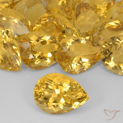 7.55ct 天然 ミディアムゴールデン シトリン, 洋梨の形, VVS-VS