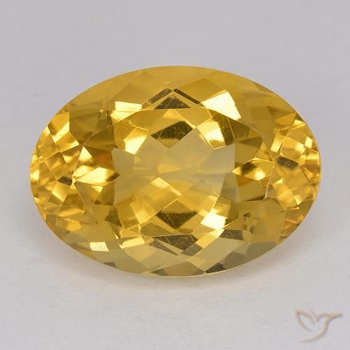 12.8 カラットのイエロー シトリン、18.1 x 13.2 mm オーバル カット、ブラジル産, Photo A