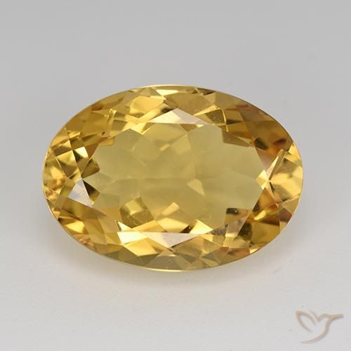 11.54ct 天然 ミディアムゴールデン シトリン, 楕円形, VVS