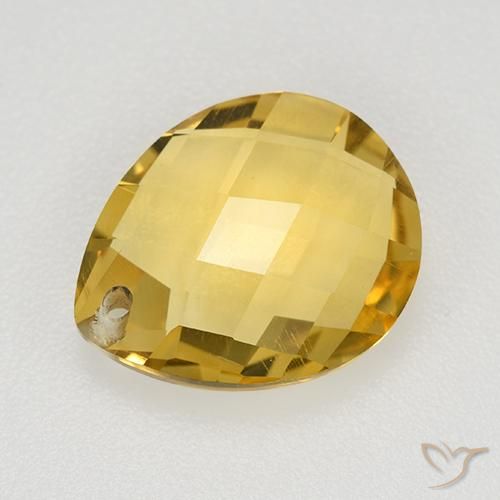 3.65ct 天然 ミディアムゴールデン シトリン, 洋梨の形, VVS-VS