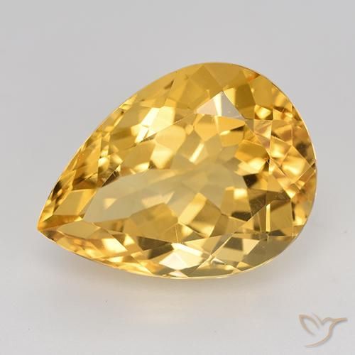 8.81ct 天然 ミディアムゴールデン シトリン, 洋梨の形, VVS-VS