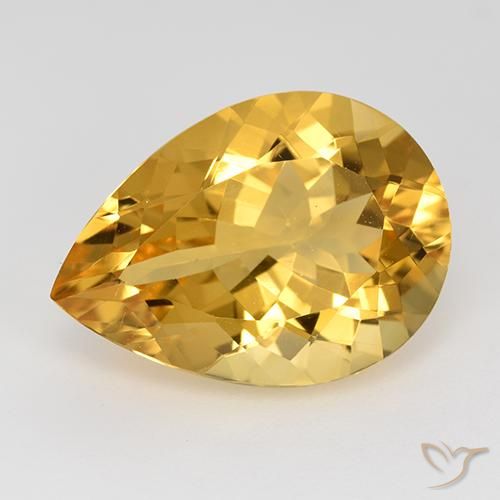 9.66ct 天然 ミディアムゴールド シトリン, 洋梨の形, VVS-VS