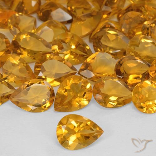 0.93ct 天然 ミディアムオレンジ シトリン, 洋梨の形, VVS-VS