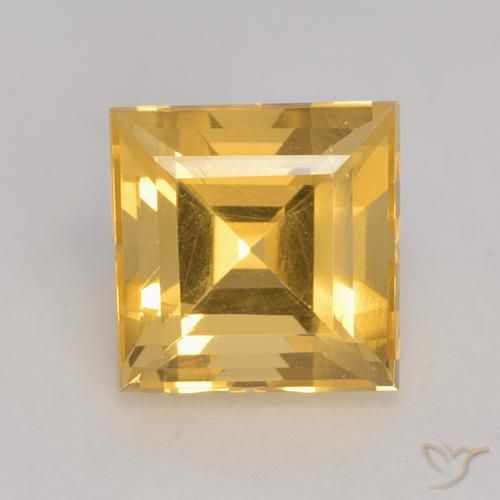 3.75ct 天然 ミディアムゴールド シトリン, 四角形, VS