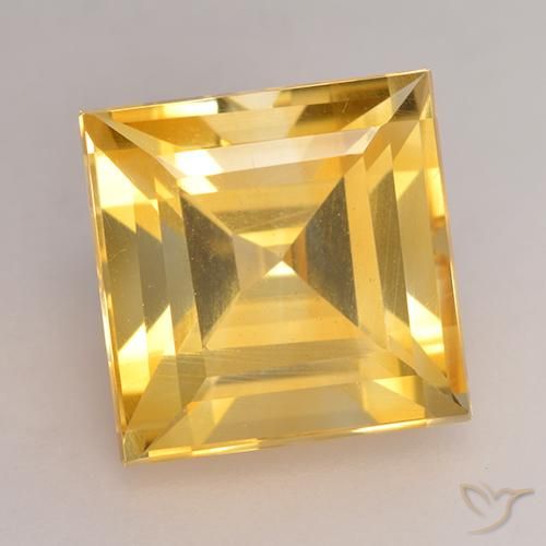 3.49ct 天然 ミディアムゴールド シトリン, 四角形, VS
