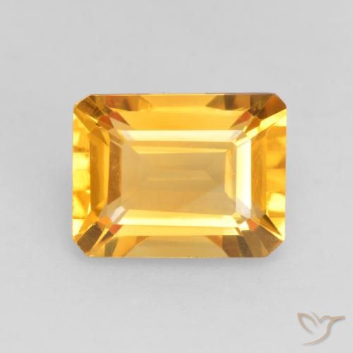 1.55ct 天然 明るいゴールド シトリン, エメラルドカット, VVS-VS