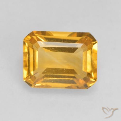 1.54ct 天然 ダークゴールデン シトリン, エメラルドカット, VVS-VS
