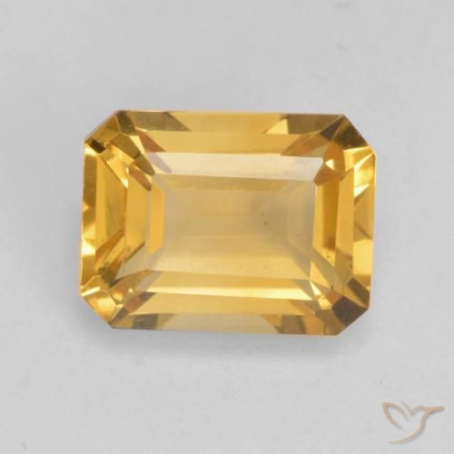 1.60ct 天然 明るいゴールド シトリン, エメラルドカット, VVS-VS