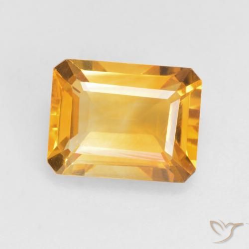 1.54ct 天然 ダークゴールデン シトリン, エメラルドカット, VVS-VS