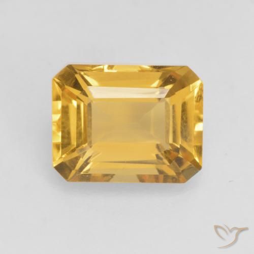 1.53ct 天然 明るいゴールド シトリン, エメラルドカット, VVS-VS