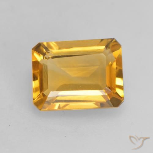 1.45ct 天然 ゴールドオレンジ シトリン, エメラルドカット, VVS-VS