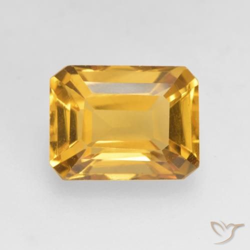 1.69ct 天然 ミディアムゴールデン シトリン, エメラルドカット, VVS-VS