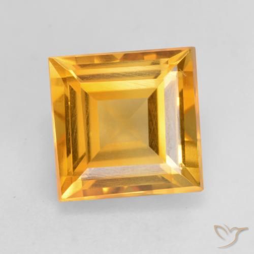 1.76ct 天然 ミディアムゴールド シトリン, 四角形, VVS-VS
